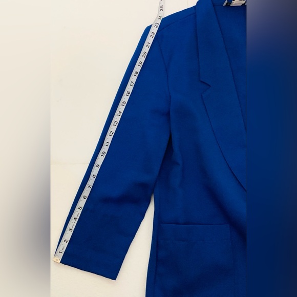 Royal Blue Jacket Blazer Size 12 Requirements Petite Made in the USA Vintage - Picture 3 of 9